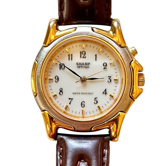 Vintage Sharp Opti-Glo Two Tone Gold & Silver Mens Gents Watch New Battery - Picture 1 of 10